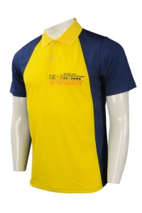 P880  團體訂購男裝短袖Polo恤 訂製撞色袖口Polo恤 牛角袖撞色 工程師學會 會衫 Polo恤專營店    黃色
